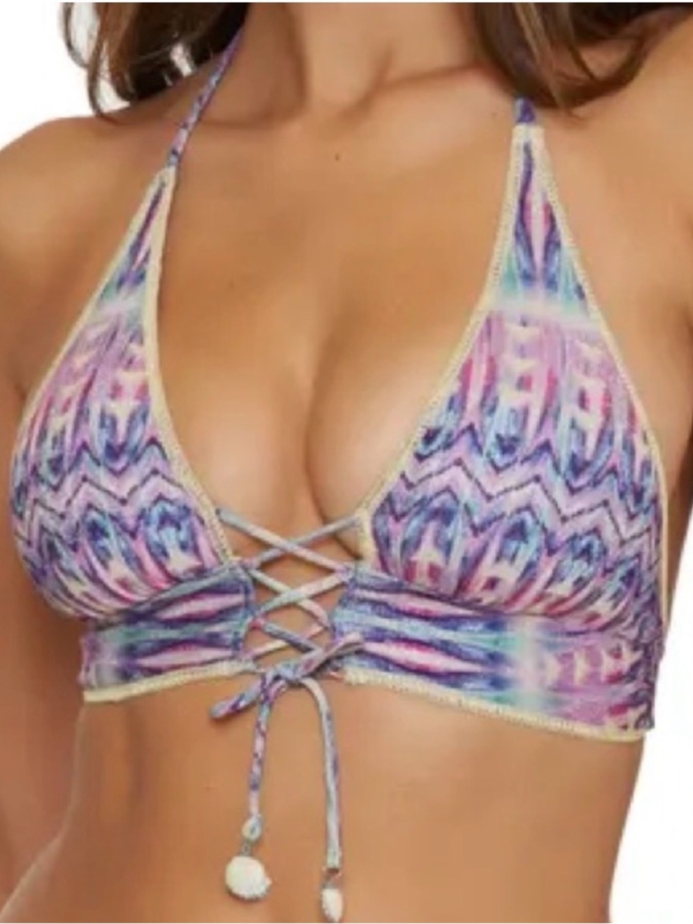 BECCA Tulum D-cup corset halter bikini top NWT